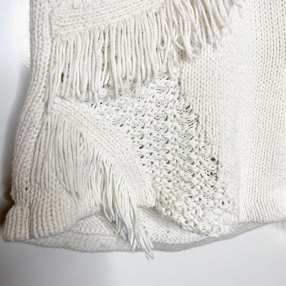 Anthropologie Pacific Fringe Tank Sweater Women's Size XS White Cotton Silk - Picture 6 of 10